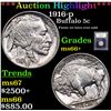 Image 1 : ***Auction Highlight*** 1916-p Buffalo Nickel 5c Graded GEM++ Unc By USCG (fc)