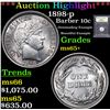 Image 1 : ***Auction Highlight*** 1898-p Barber Dime 10c Graded GEM+ Unc By USCG (fc)