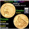 Image 1 : ***Auction Highlight*** 1929-p Gold Indian Quarter Eagle $2 1/2 Graded Select+ Unc By USCG (fc)