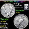 Image 1 : ***Auction Highlight*** 1928-p Peace Dollar $1 Graded Select Unc By USCG (fc)