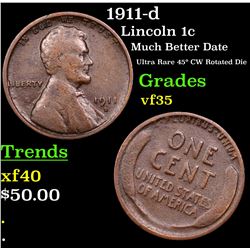 1911-d Lincoln Cent 1c Grades vf++