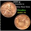 Image 1 : 1937-p Lincoln Cent 1c Grades Choice+ Unc RB