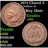 Image 1 : 1873 Closed 3 Indian Cent 1c Grades vf++