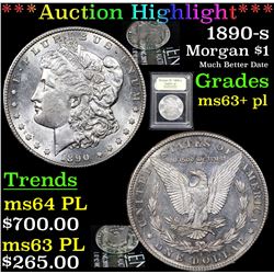 ***Auction Highlight*** 1890-s Morgan Dollar $1 Graded Select Unc+ PL By USCG (fc)