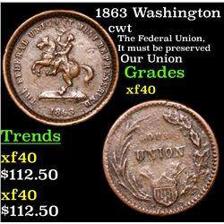 1863 Washington Civil War Token 1c Grades xf