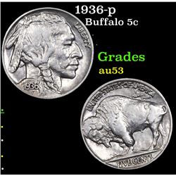 1936-p Buffalo Nickel 5c Grades Select AU