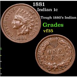 1881 Indian Cent 1c Grades vf++