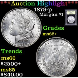 ***Auction Highlight*** 1879-p Morgan Dollar $1 Graded GEM+ Unc By USCG (fc)