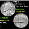 Image 1 : 1941-p Jefferson Nickel 5c Grades Choice Unc+ 5fs