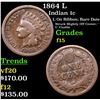 Image 1 : 1864 L Indian Cent 1c Grades f+