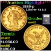 Image 1 : ***Auction Highlight*** 1889-p Gold Liberty Quarter Eagle $2 1/2 Graded Select Unc By USCG (fc)