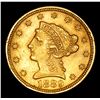 Image 2 : ***Auction Highlight*** 1889-p Gold Liberty Quarter Eagle $2 1/2 Graded Select Unc By USCG (fc)
