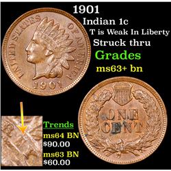 1901 Indian Cent 1c Grades Select+ Unc BN