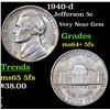 Image 1 : 1940-d Jefferson Nickel 5c Grades Choice Unc+ 5fs