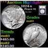 Image 1 : ***Auction Highlight*** 1924-s Peace Dollar $1 Graded Select Unc By USCG (fc)