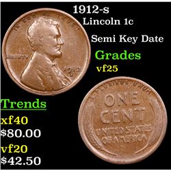 1912-s Lincoln Cent 1c Grades vf+