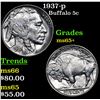 Image 1 : 1937-p Buffalo Nickel 5c Grades GEM+ Unc