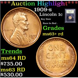 ***Auction Highlight*** 1909-s Lincoln Cent 1c Graded Select+ Unc RD By USCG (fc)