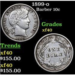 1899-o Barber Dime 10c Grades xf