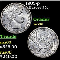 1903-p Barber Quarter 25c Grades Select Unc