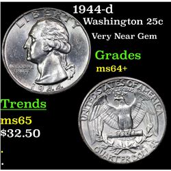1944-d Washington Quarter 25c Grades Choice+ Unc
