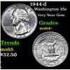 Image 1 : 1944-d Washington Quarter 25c Grades Choice+ Unc