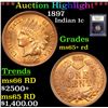 Image 1 : ***Auction Highlight*** 1897 Indian Cent 1c Graded Gem+ Unc RD By USCG (fc)