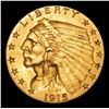 Image 2 : 1915-p Gold Indian Quarter Eagle $2 1/2 Grades Choice AU/BU Slider