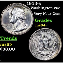 1953-s Washington Quarter 25c Grades Choice+ Unc