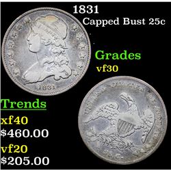 1831 Capped Bust Quarter 25c Grades vf++