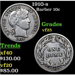 1910-s Barber Dime 10c Grades vf+