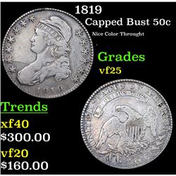 1819 Capped Bust Half Dollar 50c Grades vf+