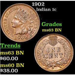 1902 Indian Cent 1c Grades Select Unc BN