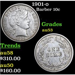 1901-o Barber Dime 10c Grades Select AU