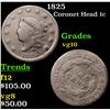 Image 1 : 1825 Coronet Head Large Cent 1c Grades vg+