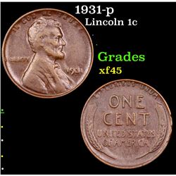 1931-p Lincoln Cent 1c Grades xf+