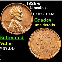 1928-s Lincoln Cent 1c Grades Unc Details