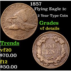 1857 Flying Eagle Cent 1c Grades vf details