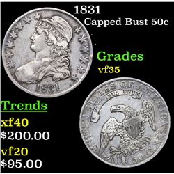 1831 Capped Bust Half Dollar 50c Grades vf++