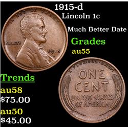 1915-d Lincoln Cent 1c Grades Choice AU