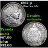 Image 1 : 1892-p Barber Dime 10c Grades AU Details