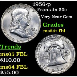 1956-p Franklin Half Dollar 50c Grades Choice Unc+ FBL