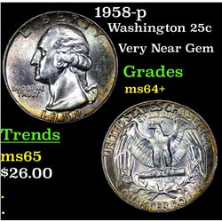 1958-p Washington Quarter 25c Grades Choice+ Unc