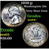 Image 1 : 1958-p Washington Quarter 25c Grades Choice+ Unc