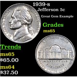 1939-s Jefferson Nickel 5c Grades GEM Unc