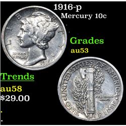 1916-p Mercury Dime 10c Grades Select AU