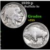 Image 1 : 1929-p Buffalo Nickel 5c Grades vf+