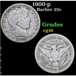 1900-p Barber Quarter 25c Grades vg+