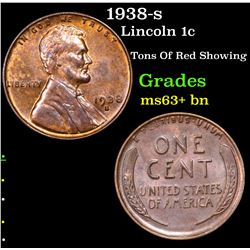 1938-s Lincoln Cent 1c Grades Select+ Unc BN