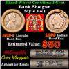 Image 1 : Mixed small cents 1c orig shotgun roll, 1919-s Wheat Cent, 1899 Indian Cent other end